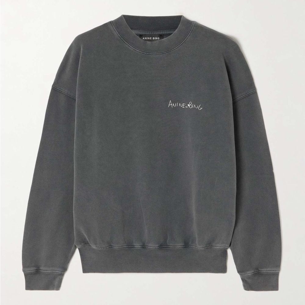 🩶ANINE BING Jaci printed cotton-jersey sweatshirt. size small.